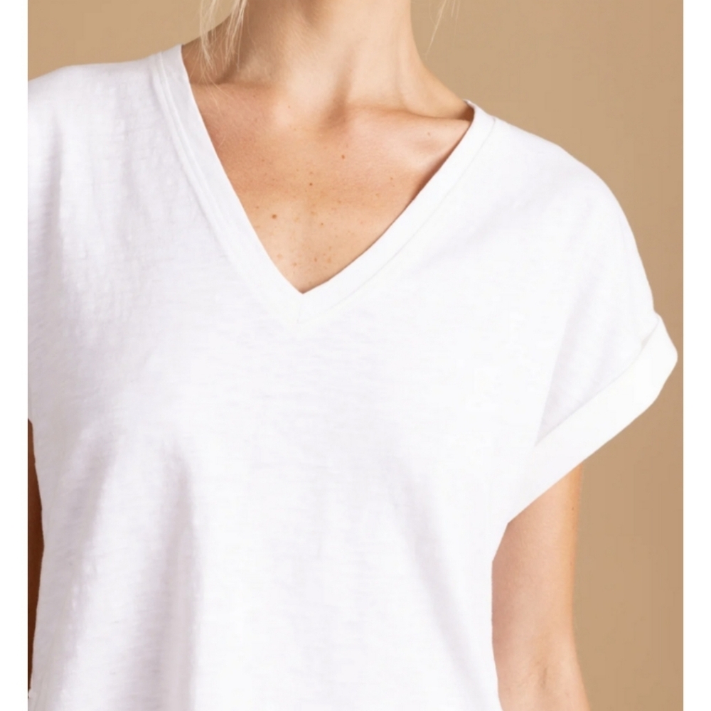 S'EDGE WHITE MARIE V NECK SHORT SLEEVE TOP SZ S NEW - Picture 5 of 9